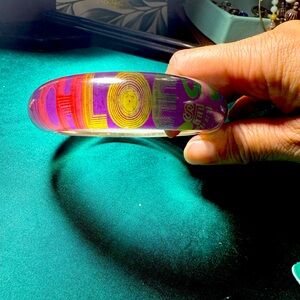 Chloé Logo Resin Bangle Bracelet Multicolor Purple